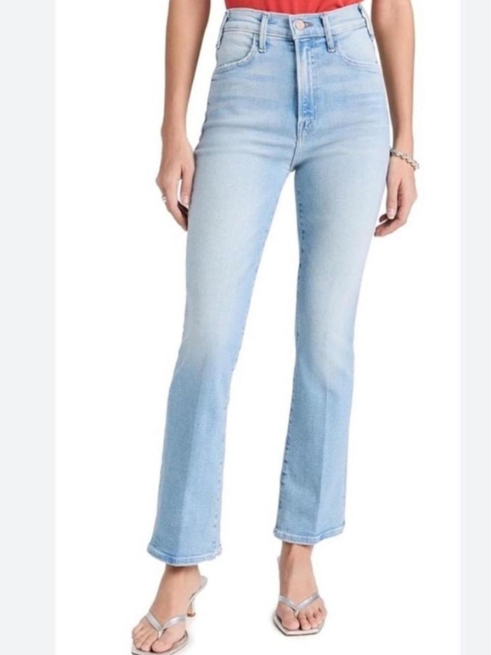 MOTHER Light Wash High-Rise Hustler Ankle Jeans